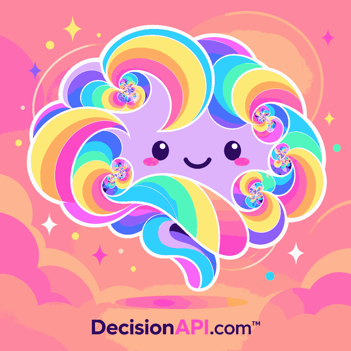 A happy robot sorting rainbow shapes into perfectly matched containers — DecisionAPI.com™